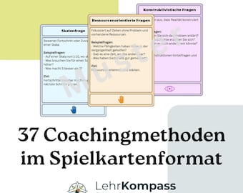 37 Coachingmethoden Karten PDF | Systemisch-lösungsorientiertes Coaching Kartenset für Coaching & Beratung