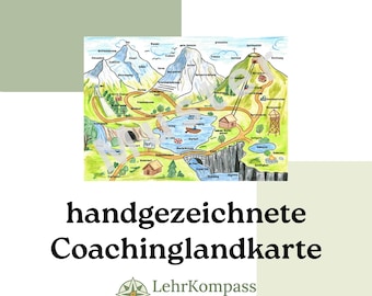 Hand-drawn coaching map PDF/PNG | Visualization tool for coaching, consulting, therapy & personal development