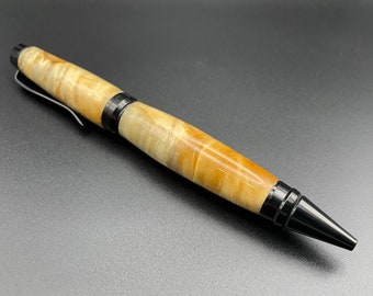 Wood Burl and Black Enamel Cigar Pen