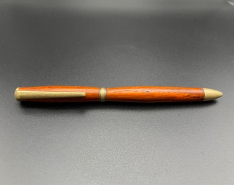 Wood and Antique Brass Twist Ball Point Pen