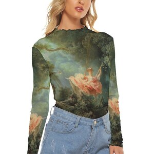 Sheer Art Print Shirt - Etsy