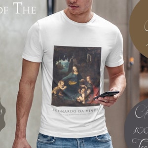 The Virgin of The Rocks T-shirt Design By Leonardo Da Vinci - Urban Stylish Unisex Tee For Classic & Renaissance Art Lovers - Birthday Gift