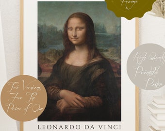 Leonardo Da Vinci's Mona Lisa Poster - Digitally Remastered - Printable Digital Download Available In Two Versions - Print Easily At Home