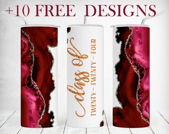 20 oz Class Tumbler Wrap,  2024 Senior Tumbler Sublimation Designs For 20oz, Graduation Tumbler Wrap, Maroon, Gold, Seamless Tumbler Png