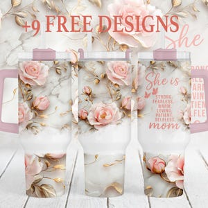 40 oz Tumbler Wrap With Roses Mother&#39;s Day Sublimation Designs Floral Tumbler Wrap 40oz Tumbler Template Mother&#39;s Day Gift For Mother In Law