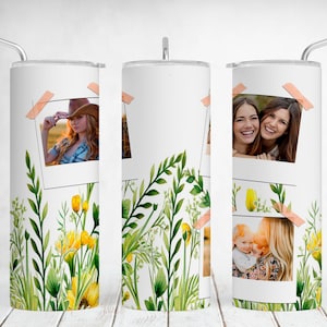 Bild Tumbler Wrap mit 3 Bilderrahmen Wildblumen Tumble Png Sublimationsentwürfe für 20oz Skinny Cups Nahtlose personalisierte Geschenke