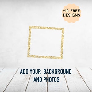 Modelo de Moldura de Foto para Designs de Copos Finos de 20 oz Arquivo de Moldura de Foto Única PNG com Uma Moldura Moldura de Glitter Dourado Clipart Downloads Instantâneos