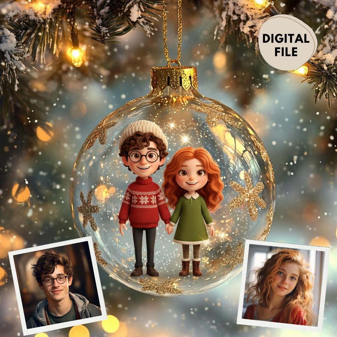 Christmas Custom Portrait Ornament, Merge of Different Photos, 3D ...