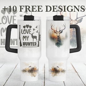 40 Unzen Tumbler Wrap, Sublimations-Designs, 40 Unzen Quencher Tumbler Png mit Hirsch, Love My Hunter Tumbler Vorlage, Vatertagsgeschenk für Ehemann