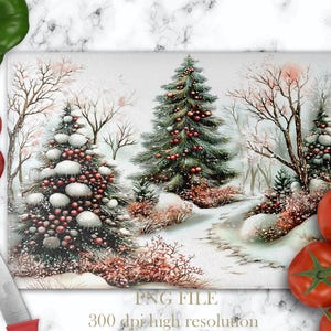 Glass Cutting Board Sublimation Design Winter Landscape PNG Glass Chopping Board Png Glass Cutting Board Template Christmas Gifts For Friend