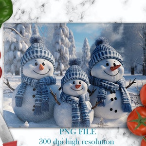 Schneidebrett Png mit Schneemännern für Sublimationsdesigns, Winterglas-Schneidbrett PNG, Glasschneidebrett Design, Weihnachtsgeschenk für Sie