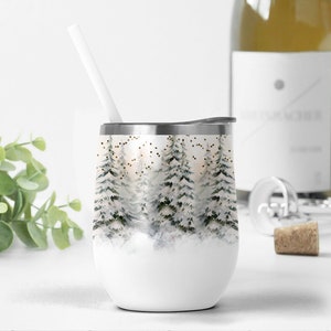 12 oz wijnbeker wrap winter bos png kerstsublimatie ontwerpen natuur landschap wijnbeker sjabloon vakantie 12oz wijnbeker png