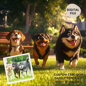 Custom Pet Portrait Custom Dogs Cartoon Animation Portrait Custom Pet Poster Personalised Cartoon Portrait From Photo Custom Portrait Gift