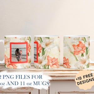 Personalisierte Fotobecherverpackung, Geburtstagsbecher Png für 11 Unzen 15 Unzen, anpassbare Kaffeetassenverpackung für Sublimationsentwürfe, einzigartige Geschenke für Oma