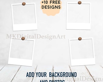 Photo Frame Template For 20 oz Skinny Tumblers Designs 4 Photo Frame Png File With Polaroid Frames White Frame Clipart Instant Downloads