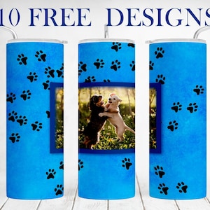 Tumbler wrap ontwerpen foto beker met 1 afbeelding huisdier poten beker sublimatie ontwerp voor 20 OZ skinny cup naadloze rechte sjabloon