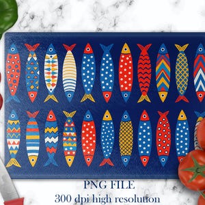 Sublimation Designs For Glass Cutting Board, Sardines Graphics, Chopping Board Designs, Coastal Kitchen Decor, Christmas Gifts For Him