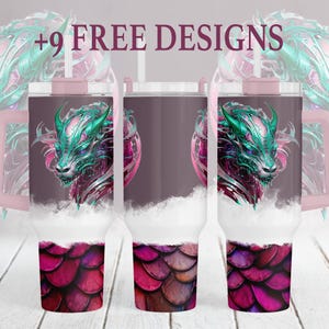 40 oz Tumbler Wrap mit Dragon Fantasy Sublimation Designs Sternzeichen 2024 Png für 40 oz Quencher Tumbler Template Pink Tumble Png