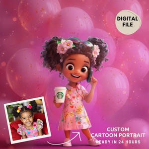 Custom Cartoon Portrait Girl Cartoon Portrait From Photo Custom Kid Png Custom Cartoon Animation Portrait Personalised Gift For Girls