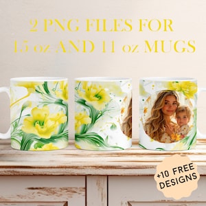 Anpassbare Fotobecherverpackung für ein Bild, Sublimationsdesigns für 11 oz 15 oz, Becherverpackung, Kaffeetassenvorlage, personalisierte Geburtstagsgeschenke