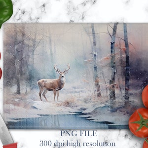 Conception de planche à découper en verre avec des motifs de sublimation de cerf pour des planches à découper Modèle de planche à découper en verre Nature sauvage Png Cadeaux pour la fête des pères
