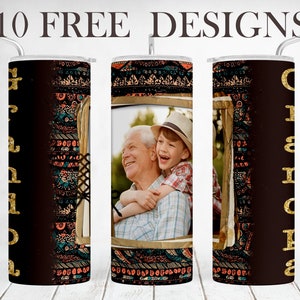 1 imagem tumbler envoltório dia dos pais sublimação desings para 20 oz copo magro personalizado foto tumbler png com moldura sem costura presente do vovô