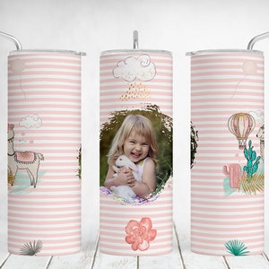 Emballage de gobelet photo pour gobelet mince 20 oz Sublimation téléchargements de conception gobelet photo png avec cadre unique cadeau sans couture pour fille