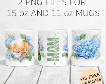 Personalised Photo Mug Wrap, I Love You Mom, Picture Mug Png For 11oz 15oz, Coffee Mug Template, Mother's Day Mug Wrap, Sublimation Designs
