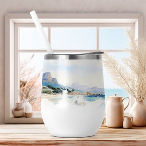 Strand Sublimationsentwürfe für 12 Unzen Weinbecher, Meerlandschaft Landschaft Png, Marine Weinbecher Vorlage, Strand 12 Unzen Becher Png