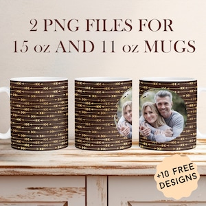 Fototasse Vorlage mit 1 Rahmen Sublimationsdesigns 15 Unzen 11 Unze Benutzerdefinierte Bild Mug Wrap Png Kaffeetasse Vorlage Personalisierte Geschenke für Opa