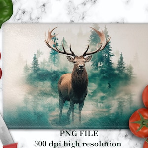 Conception de planche à découper pour homme avec des cerfs, Téléchargements de modèles de chasse par sublimation, Planche à découper PNG pour papa, Conception de planche à découper, Nature sauvage png
