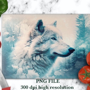 Glas Schneidebrett PNG Schneidebrett Designs Wilde Natur Wolf Png-Datei für Sublimationsentwürfe Glas Schneidebrett Png Vatertagsgeschenke