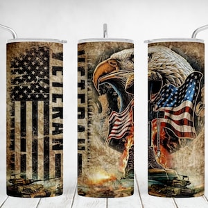 Veteran 20 oz Skinny Tumbler Wrap With Eagle American Flag Sublimation Designs Downloads Seamless Patriotic Tumbler Military Background Png