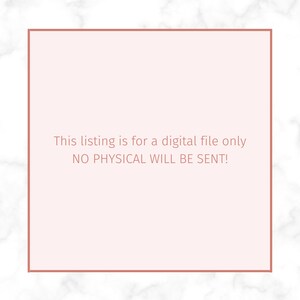 May include: A pink square with a white background and a brown border. The text inside the square reads: "This listing is for a digital file only NO PHYSICAL WILL BE SENT!"