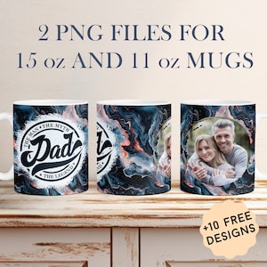 Personalized Mug Wrap With 1 Frame, Fathers Day Sublimation Design For 15oz 11oz Cups, Customised Picture Mug Wrap, Coffee Mug Template