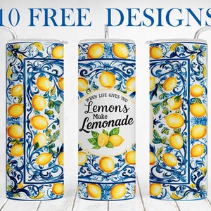 Sommer Tumble Wrap Png, Gelbe Zitrone Png, Fruit Tumbler Png-Dateien für Sublimationsdesigns Downloads, 20 Unzen Skinny Cup Vorlage, Nahtlos