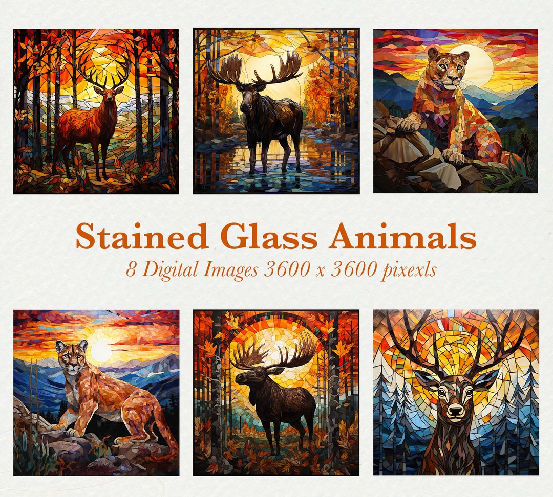 Stained Glass Animals Digital Prints for Sublimation Designs Fall ...