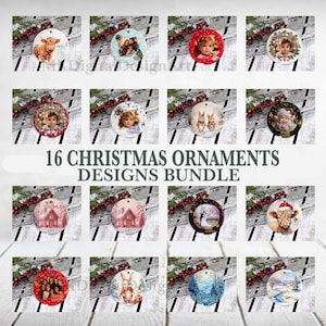 Bild Ornament Ornament Vorlagen Bündel Erstes Weihnachten Foto Ornament Sublimationsentwurf Rundes Weihnachtsverzierung Png personalisiertes Geschenk