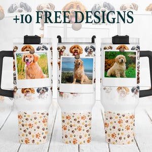 Pet Tumbler Wrap With Paws, 40oz Photo Tumbler For Images, Customisable Tumbler Sublimation Design For 40OZ Cups, Christmas Gift For Dog Mom