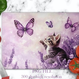 Cutting Board Png With Cat Sublimation Designs Glass Cutting Board Template With Butterfly Flowers Glass Chopping Board Design Cat Mom Gifts