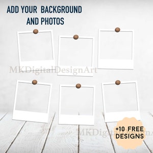 Fotorahmen Png Datei für 20 oz Skinny Tumblers Designs 6 Foto Collage Vorlage mit Polaroidrahmen Weißer Rahmen Clipart Sofort-Downloads
