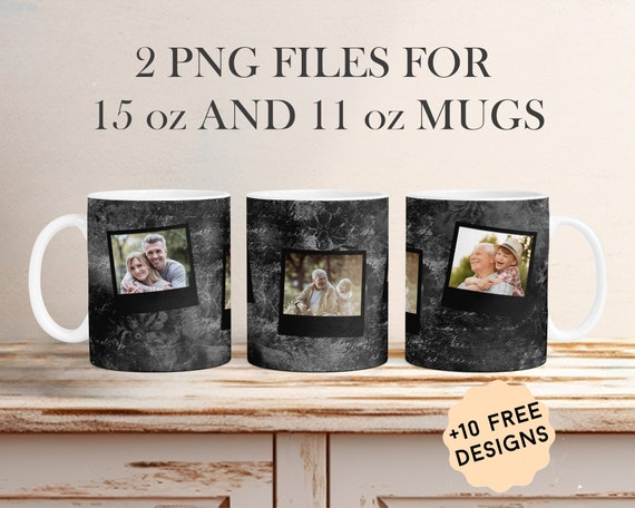 Custom Photo Mug Wrap for 3 Pictures, Sublimation Designs for 11oz, 15oz Mug,  Coffee Mug Png, Personalized Fathers Day Gift for Grandpa - Etsy