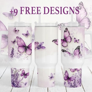 40 oz Tumbler Wrap With Wildflowers, Butterfly Tumbler Png For Sublimation Designs, Summer Tumbler Template, Birthday Gift For Mom