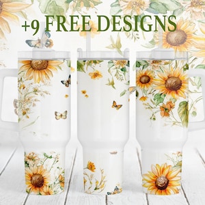 40 Unzen Tumbler Wrap mit gelben Sonnenblumen Personalisierte 40 Unzen Tumbler Sublimation Design Downloads Name Tumbler Png 40 Unzen Mom Tumbler Template