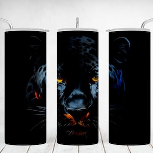 Panther Tumbler Wrap Schwarzer Panther Png-Dateien für 20 Unzen Skinny Cup Tumbler Sublimation Design Downloads Black Rumbler Wrap Nahtlose Vorlage
