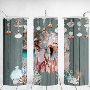 Bekerverpakking voor foto met één lijst Strandsublimatieontwerpen downloads Naadloze familie 20 OZ beker voor 1 foto, png Tumbler wrap aanpassen