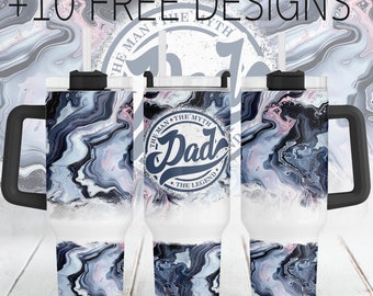 Fathers Day Sublimation Designs For 40oz Quencher Tumbler, Personalized Tumbler Wrap, Marble Png For 40oz Cups, Fathers Day Gifts For Dad