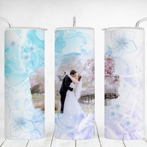 Tumbler per foto di matrimonio, Tumbler per foto personalizzabile in formato PNG con cornice singola, disegni a sublimazione, regali di anniversario personalizzati