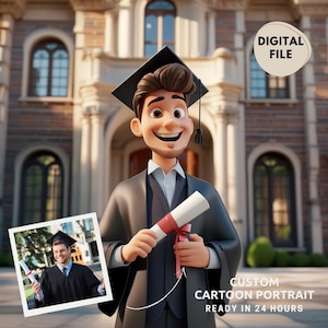 Custom Cartoon Portrait, Custom Senior Portrait, Graduate Cartoon Portrait From Photo, Custom Cartoon Art, Customisable Graduation Gift