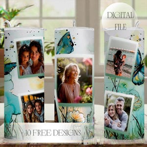 パーソナライズされたタンブラーラップ、20オンスのスリムカップ用写真入りタンブラー昇華プリントデザイン5種類、母の日カスタムギフト（義母向け）